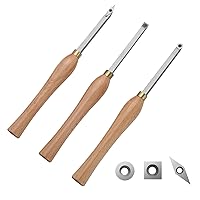 VEVOR Wood Lathe Chisel Set, 3 PCS Woodworking Turning Tools, Includes Square, Round, Diamond Carbide Blades, 7.87