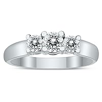 AGS Certified 3/4 Carat TW Three Stone Diamond Ring in 10K White Gold