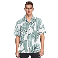 Hawaiian Mens Button Shirts Short Sleeve Tropical Plant Leaves Casual Camisas hawaianas para Hombre