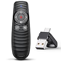 Presentation Clicker Wireless Presenter Remote Clicker for 2-IN-1 USB Type C Powerpoint Clicker with Laser Pointer, RF 2.4GHz USB C Presentation Pointer PPT Slide Advancer for Mac/Google Slide/Keynote