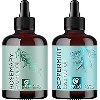 Premium Hair Oils for Hair Growth - Pure Peppermint and Rosemary Oil for Hair Growth - Hair Treatment Oils Set with Rosemary Essential Oil and Peppermint Essential Oil 4 Fl Oz Each