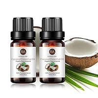 2 Bottles Coconut Essential Oil Single 100% Pure Aroma Essential Oils for Diffuser, Massage, Spa, Candles, Soaps - 2 x 10ml