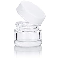 Clear Glass 5 ml 1/6 oz Small Thick Wall Balm Salve Pot Container Jars with White Ribbed Lids (6 pack)