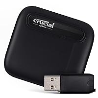 Crucial X6 2TB Portable SSD with USB-A adapter - Up to 800MB/s - PC and Mac - USB 3.2 External Solid State Drive - CT2000X6SSD9