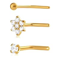 Amazon Collection 14k Gold Nose Pin Set