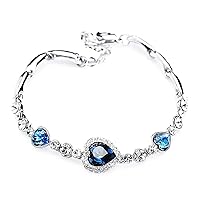 Ladies Lovely Crystal Heart Shape Pendant Bracelet Charming Women's Austrian Heart Of Ocean Bangle Bracelet Jewellery Gift Convenient and practical