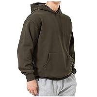 Mens Hooded Sweatshirt Oversized Basic Solid Color Hoodies Long Sleeve Vintage Sweatshirts Pullover With Pocket