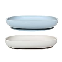 2 Pack Silicone Feeding Suction Plates for Babies and Toddlers, BPA Free, Dishwasher, Microwave and Freezer Safe