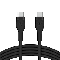 Belkin BoostCharge Flex Silicone USB-C to USB-C Cable (1M/3.3FT), MFi-Certified Charging Cable for iPhone 15 Series, Samsung Galaxy Series, Google Pixel, & More with Cable Clip - Black