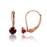 14K Rose Gold 4mm Round Ruby Martini Leverback Earring