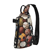 Sports Ball Print Crossbody Backpack,Travel Hiking Cross Bag Diagonally, Cycling Bag