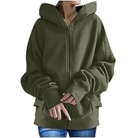 Womens Zip Up Hoodies Fleece Jackets 2023 Casual Long Sleeve Sweatshirts Fall Jacket Hooded Coat Clothes with Pockets