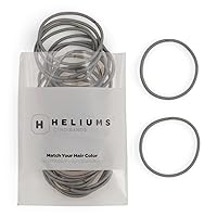 Heliums Thin Hair Elastics - Gray - 2mm Hair Ties for Fine Hair, 40 Count, 1.75 Inch Diameter, Medium Hold Ponytail Holders