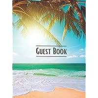 Guest Book: Visitors Book For Beach House -Vacation Home And Rental Property -Sand Sea And Coconut Tree HardCover