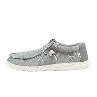 Hey Dude Men's Wally Free Light Grey Size 8 | Men’s Shoes | Men's Lace Up Loafers | Comfortable & Light-Weight