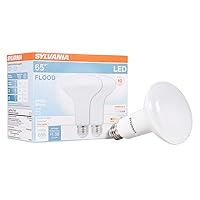 SYLVANIA LED Flood Light Bulb, BR30, 65W Equivalent, Efficient 9W, Dimmable, 10 Year, 650 Lumens, 3500K, Bright White - 2 Pack (78029)