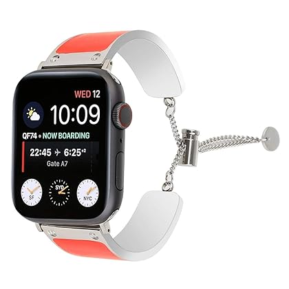 Juzzhou Watch Bands for Apple Watch iWatch 38mm/40mm/42mm/44mm Series 1/2/3/4 Stainless Steel Replacement with Metal Adapter