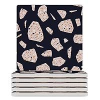 Terrazzo Texture Ceramic Coasters with Cork Backing Absorbent Drink Coaster Great Housewarming Gift Square 3.7 Inches 6PCS