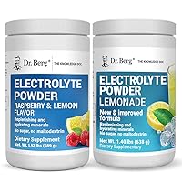 Dr. Berg's Electrolyte Powder 100 Servings Bundle - Raspberry Lemon & Lemonade Flavors - Hydration Drink Mix Supplement