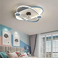 Kids Fans with Ceiling Lights 3 Speed Silent Fan with Remote Control Led Dimmable Ceiling Lights with Timer for Bedroom Living Room Dining Room Fan Lighting/Blue