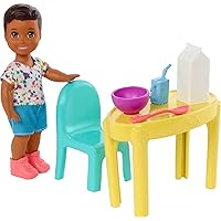 Barbie Skipper Babysitters Inc Small Doll and Accessories Playset with Toddler Boy Doll, Table, Chairs and 4 Food-Themed Pieces
