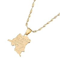 Democratic Republic of The Congo Gold DRC Pendant Congolese Necklace Chain Jewelry