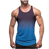 Deal of The Prime of Day Today Men's Workout Stringer Tank Top Dry Fit Y-Back Muscle Tank Shirts Muscle Gym Bodybuilding Fitness Sleeveless T-Shirts Blue