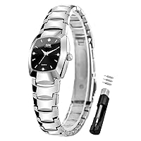 OLEVS Watches for Womens Square Small Bracelet Watch Women Uniex Size Quartz Analog Black Silver Rose Gold Stainless Steel Waterproof Business Dress Ladies Female Wrist Watches