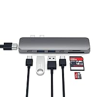 Satechi Type-C Pro Hub Adapter with USB-C PD (40 Gbps), 4K HDMI, USB-C Data, SD/Micro Card Reader, USB 3.0 - for M2/ M1 MacBook Pro/Air (Space Gray)