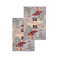Christmas Snowman Kitchen Towels Set of 2, Waffle Microfiber Towels Cleaning, Xmas Winter Snowflake Watercolor Absorbent Dish Towels Cloths Decorative Hand Towels for Bathroom 16x24 Inch