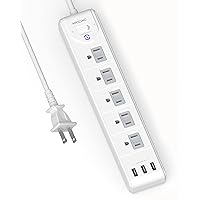 6ft Extension Cord LENCENT 2 Prong Power Strip 5V 3.4A Max 1700J Surge Protector Ideal for Non-Grounded Outlets Wall Mountable 10 AC Outlets & 4 USB Polarized 3 Prong to 2 Prong Outlet Adapter 