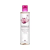 DERMA E Radiance Toner – Facial Toner with Glycolic Acid and Rooibos – Brightening and Exfoliating Toning Solution Refreshes and Purifies Skin, 6 oz