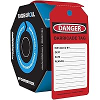 Accuform 250 Danger Barricade Tag Red Tags by-The-Roll, US Made OSHA Compliant Tags, Tear & Water Resistant PF-Cardstock, 6.25