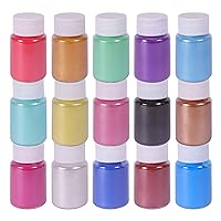 Mica Powder Slime Pigment Supply Kit Powder Resin in Bottle Organized with Pearlescent Pearl Luster, 15 Colors Fine for Soap Making/Bath Bomb DIY