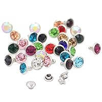 100 Sets 6mm Mix Color Crystals Rhinestone Rivets Studs Faux Diamond Rivets Kit for DIY Craft Leather Bag Shoes Clothes