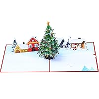 Festive 3D Christmas Tree Card 3D Popup Holiday Greeting Cards Built-in Blank Space With Envelope Party Supplies Festive Party Supplies