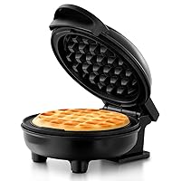 Holstein Housewares Personal/Mini Waffle Maker, Non-Stick Coating, Black - 4-inch Waffles in Minutes, Ideal for Breakfast, Brunch, Lunch or Snacks