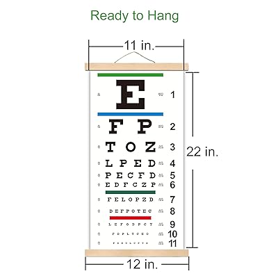 Snellen Eye Chart for Eye Exams 20 Feet, Students Eye Charts with Wooden  Frame for Wall Decor, 22x11 Inches Canvas Low Vision Eye Chart with Eye