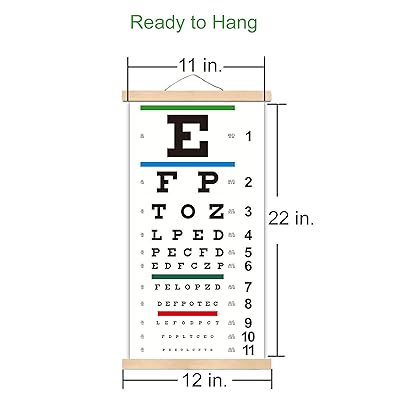 NOYOC Eye Charts for Eye Exams 20 Feet, Snellen Eye Chart with Wooden Frame for Wall Decor, 22x11 Inches Canvas Low Vision Eye Chart with Eye Occluder