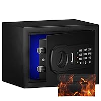 Fire Resistant Safe Box with Fireproof Waterproof Bag and Sensor Light,0.23 Cubic Feet Money Safe with Emergency External Power Supply,Electronic Digital Security Safe