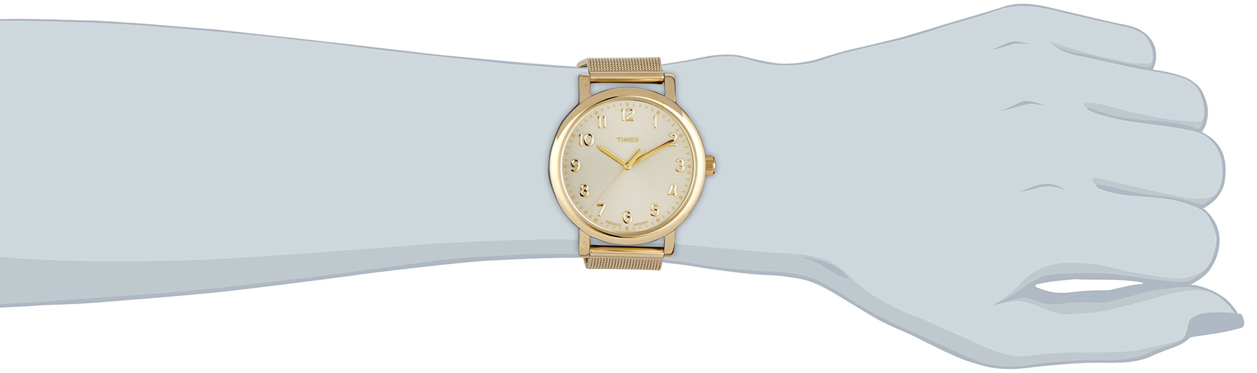 Timex Women's Originals 38mm Watch – Champagne Dial with Gold-Tone Case & Stainless Steel Mesh Bracelet