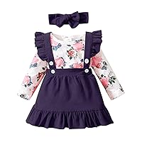 Baby Girls Dresses Infant Tutu Dress Toddler Kids Skirt Children Layered Summer Ruffle Floral Design Cute Skirt (Purple, 0-3 Months)