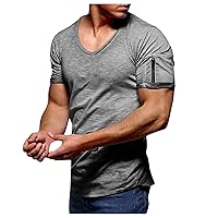 Mens Shirts Short Sleeve,Plus Size Sport Summer Shirt Solid Fitness Outdoor Casual Trendy Tees Blouse T Shirt