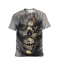 Mens Novelty-Graphic T-Shirt Cool-Tees Funny-Vintage Short-Sleeve Jiuce Hip-Hop: Crazy Skull Teen Super Stylish Mystery Gift