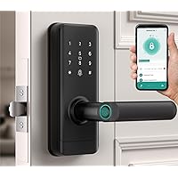 Smart Lock, Smart Door Lock with Handle, Fingerprint Door Lock, Keyless Entry Door Lock, Digital Keypad Deadbolt, Bluetooth Electronic Door Lock with APP Control for Front Door (Matte Black)