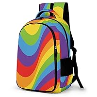Magic Rainbow Opt Art Unisex Travel Backpack Lightweight Shoulder Bag Funny Laptop Daypack