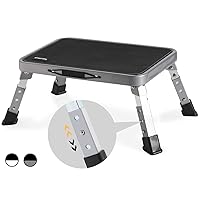 Double Elite 3 Levels Adjustable Folding Step Stool, Safer Metal Step Stools for Kids/Adults/Elderly, Kitchen RV Step Stool Heavy Duty, Small Stepping Stool Bed Bathroom,Foldable Foot Stool under Desk