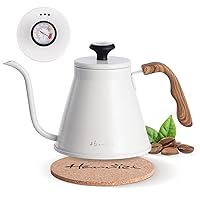 Gooseneck Kettle, 37oz (1.1L) Pour Over Kettle with Thermometer, Coffee Kettle for Stove Top with Anti-Hot Handle, Flow Spout Design For Drip Coffee