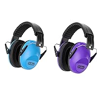 Dr.meter Ear Muffs for Noise Reduction: EM100 SNR27.4 Kids Noise Cancelling Headphones with Adjustable Headband - Kids Ear Protection for Shooting Mowing and Sleeping - 2 Packs, Blue & Purple