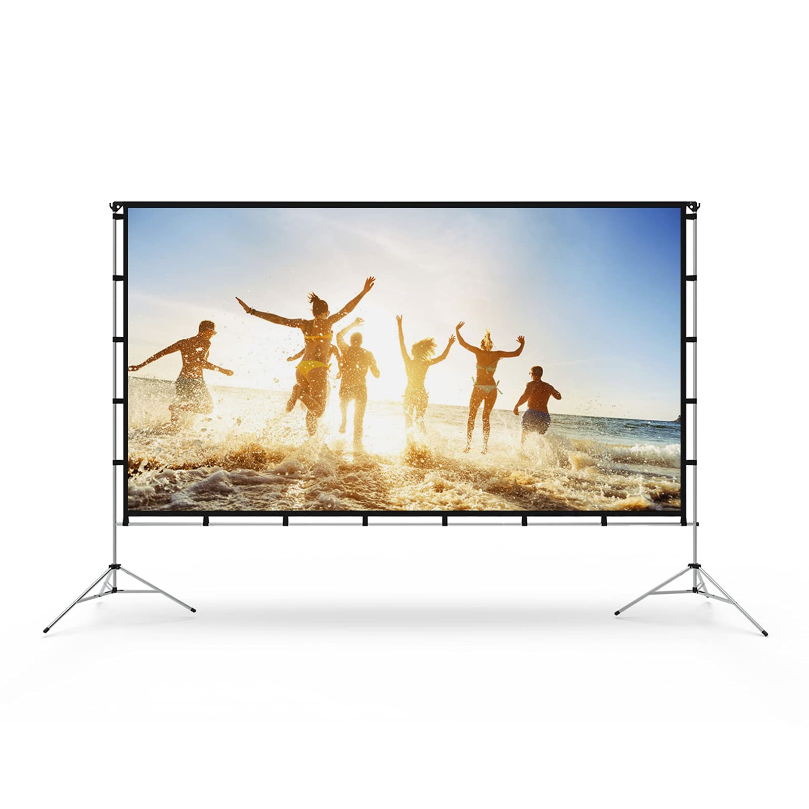 Projector Screen with Stand, Vamvo 100 inch Portable Foldable Projection Screen 16:9 HD 4K Indoor Outdoor Projector Movies Screen with Carrying Bag for Home Theater Camping and Recreational Events